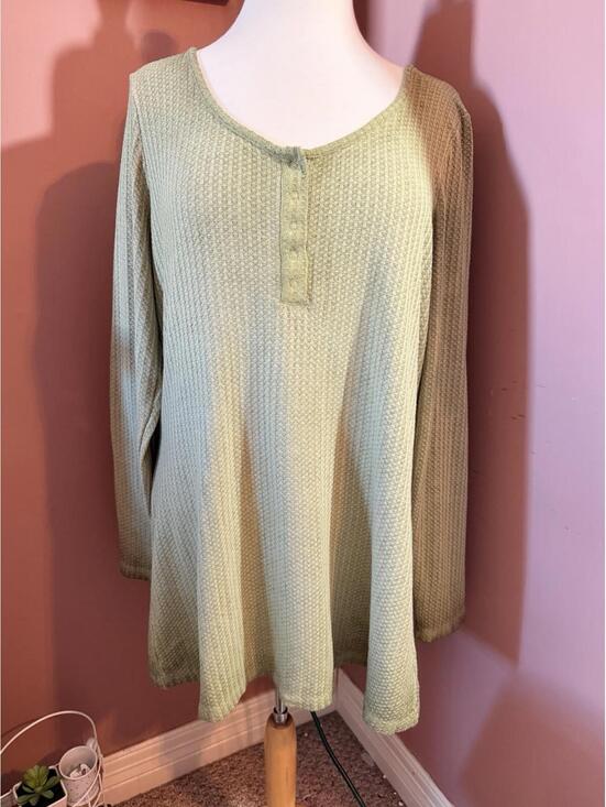 torrid Tops - Torrid Waffle Snap Henley Top Womens 2X 18-20 Olive Green Long Sleeve New